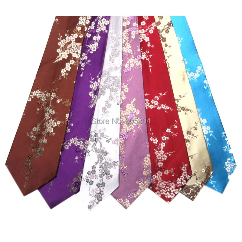 2pcs Luxury Cherry blossoms Neckties Fashion High End Men Chinese style Natural Silk Brocade standard Ties Business Gifts