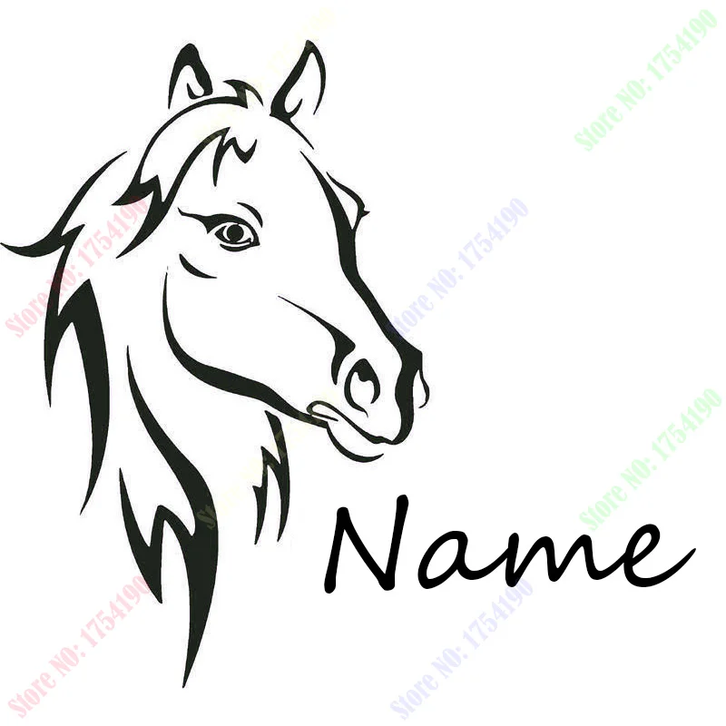 New Custom Name Text Horse Head Vinyl Wall Art Sticker Decal Decor