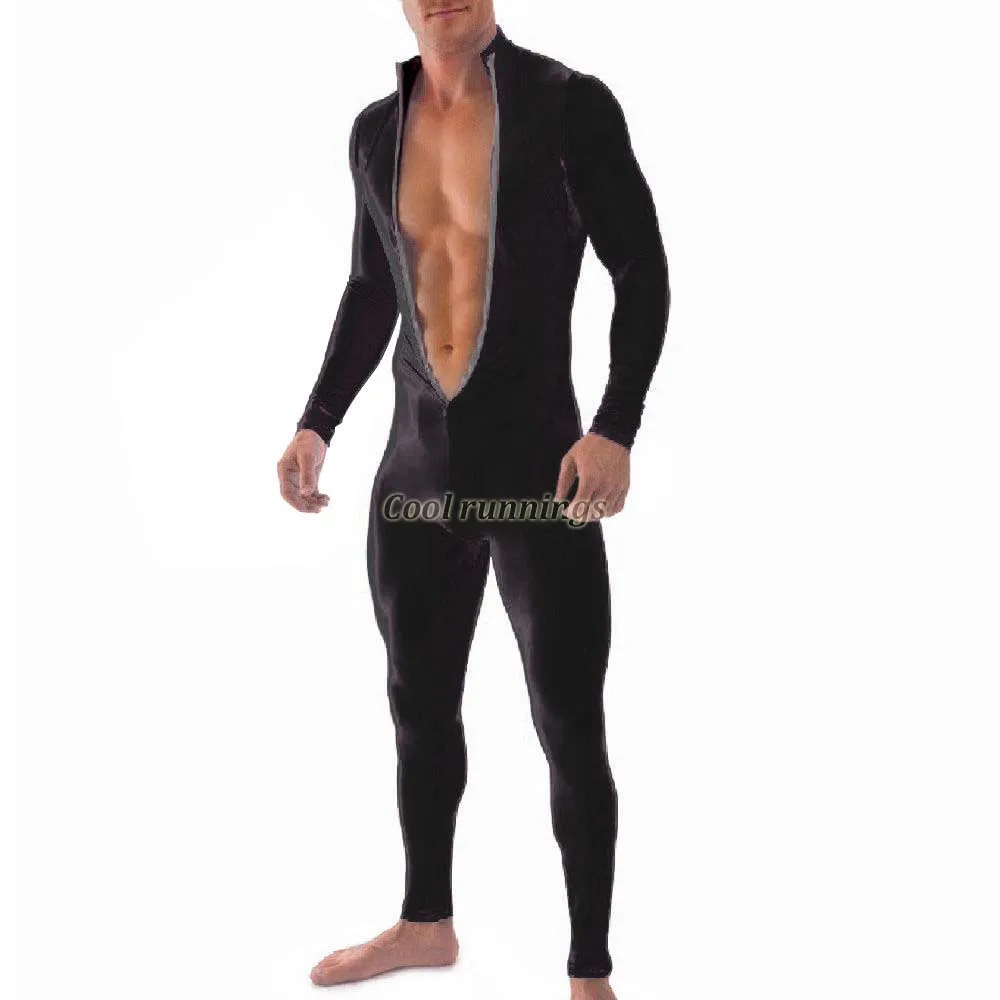 Adult Sexy Black Front Zipper Zentai Costume Spandex Fancy Dress Unisex Skin Unisex  Suit bodysuit Catsuit