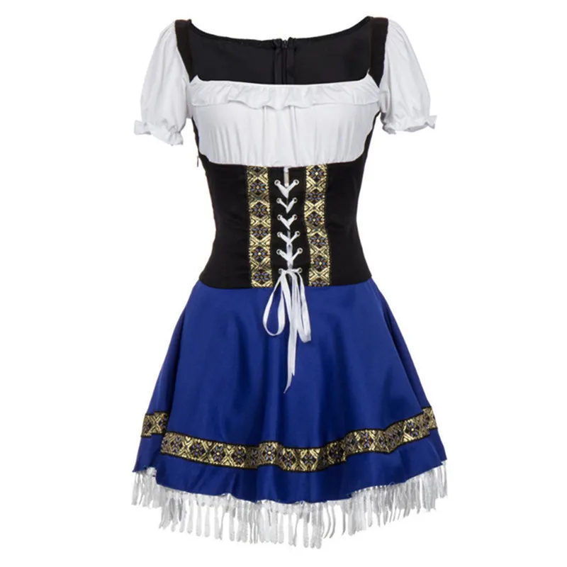 Blue Sexy Women Oktoberfest Dress Ladies Woman Bavarian German Wench Waitress Serving Maid Costume S-3XL Beer Girl Fancy Dress