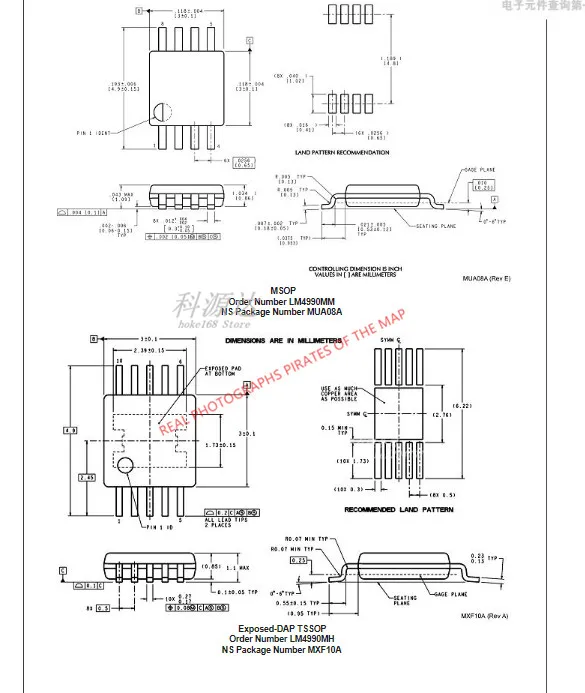 10 قطعة/الوحدة LM4990MM MSOP8 LM4990MMX LM4990 في الأسهم