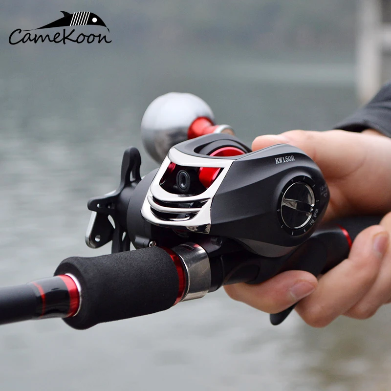 

CAMEKOON Low Profile Baitcasting Fishing Reel 6KG Drag Casting Wheel 14+1 Ball Bearings 6.3:1 Smooth Gear Ratio Baitcaster Coil