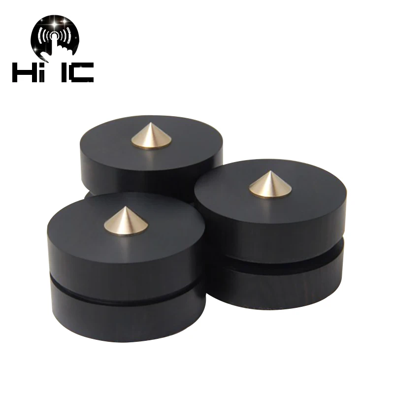 HIFI Audio Speakers Amplifier Ebony Copper Wood Anti-shock Absorber Foot/Feet Pad Vibration Absorption Stands Height Adjustable