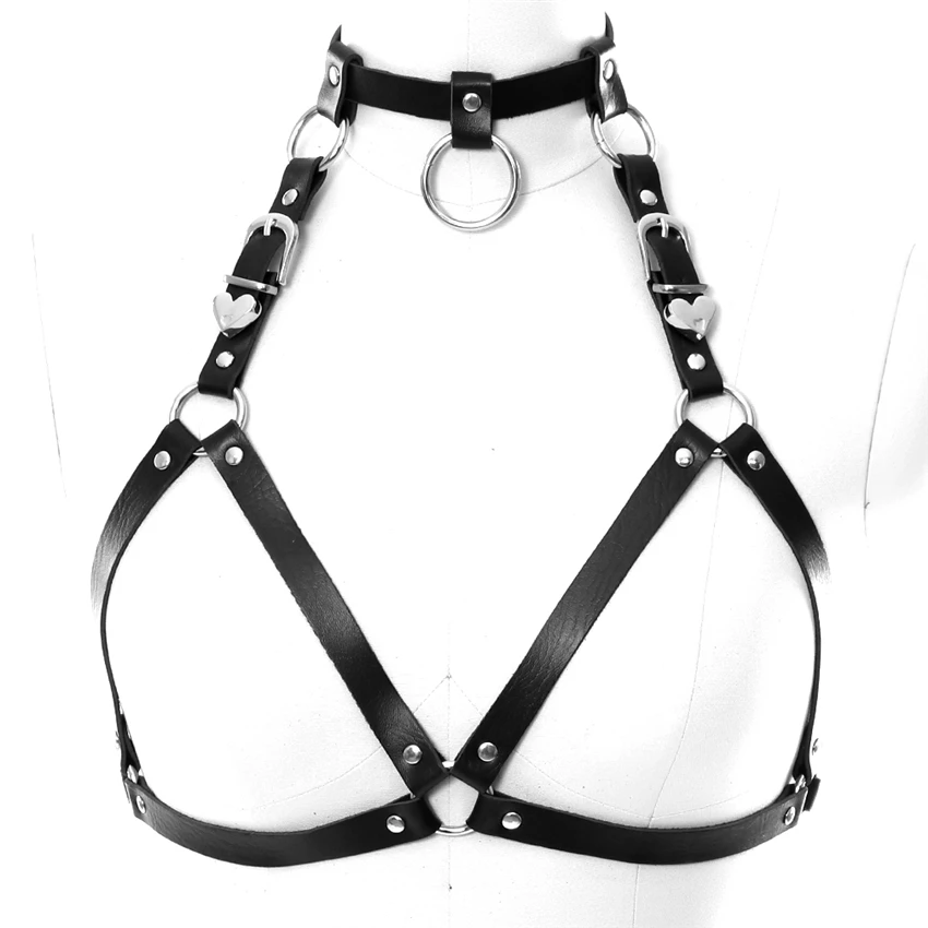 Gothic Kleidung Boby Bondage Punk Leder Harness Für Frauen Hohl Bh Fetisch Dessous Einstellen Taille Gürtel Harness Festival Rave