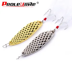 1 pz metallo Spinner cucchiaio esche da pesca 7g 10g 15g oro argento esca artificiale con piuma Treble Hook trota luccio Bass Tackle