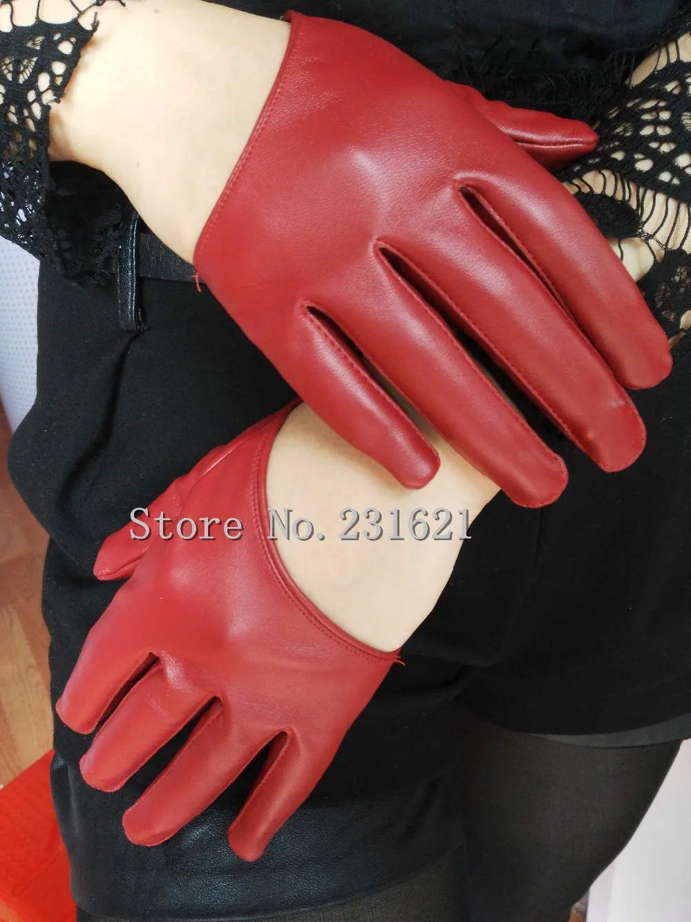 New arrival Women faux pu leather full finger gloves pu leather half palm gloves sexy motorcycle gloves lady\'s driving gloves