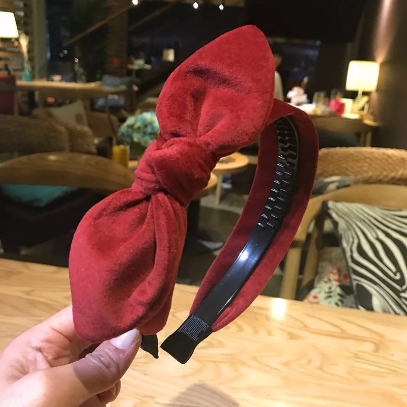 Women Fashion Wide Headband Twist Knotted Hair Band Ladies Retro Bow Hairband Velvet Big Bow Headwrap Hair Accessories For Girls