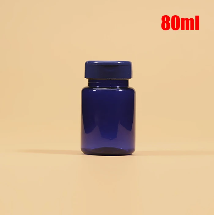 100pcs 80ml Translucent Blue Color PET Plastic Bottles,Sample Containers,Capsules/Pills/Tablets/Vitamin/Powder Bottles Flip Caps