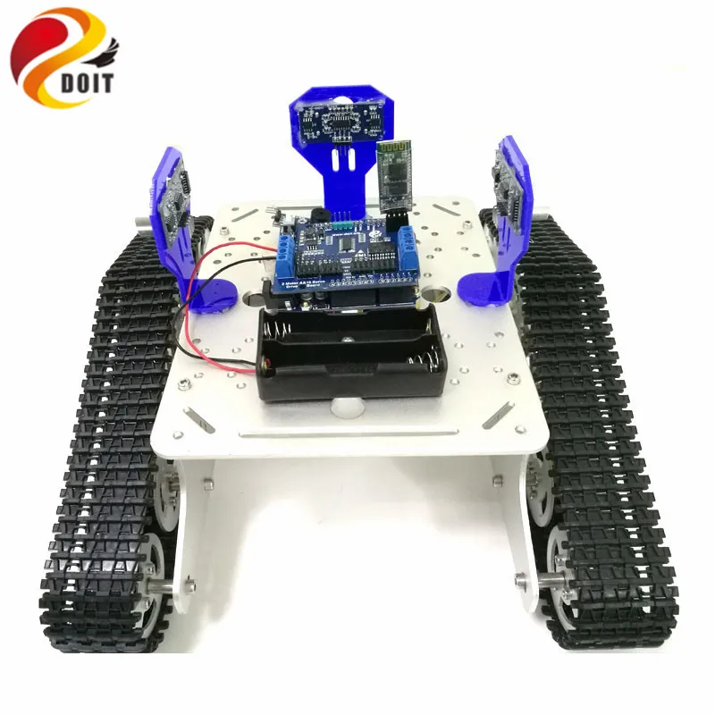 블루투스 제어 스마트 로봇 탱크 섀시, UNO R3 보드, 모터 드라이브 실드, 추적 및 장애물 회피용