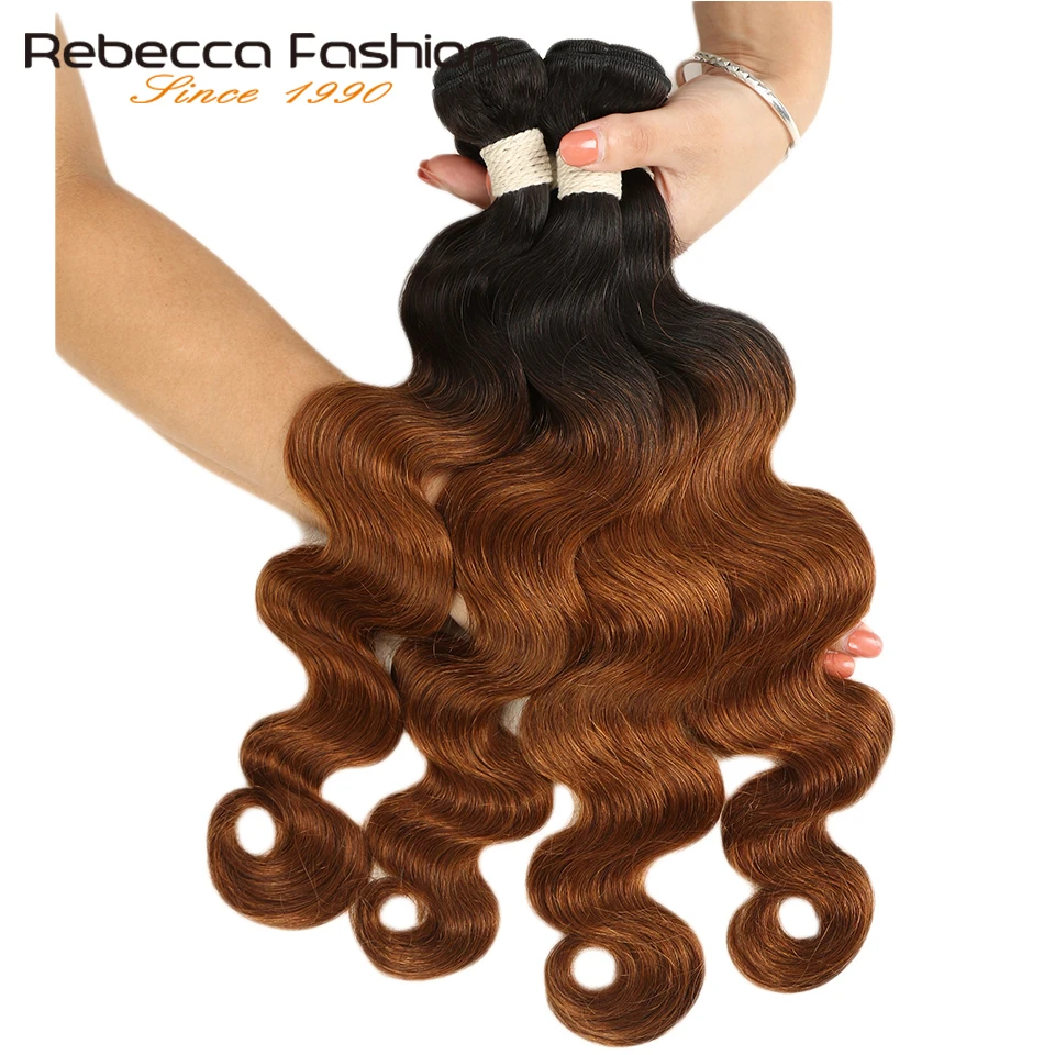 Rebecca Ombre Malaysian Body Wave Bundles 3/4 Pcs Remy 100% Human Hair Bundles 2 Tone Color T1B/27# T1B/30# T1B/99J#