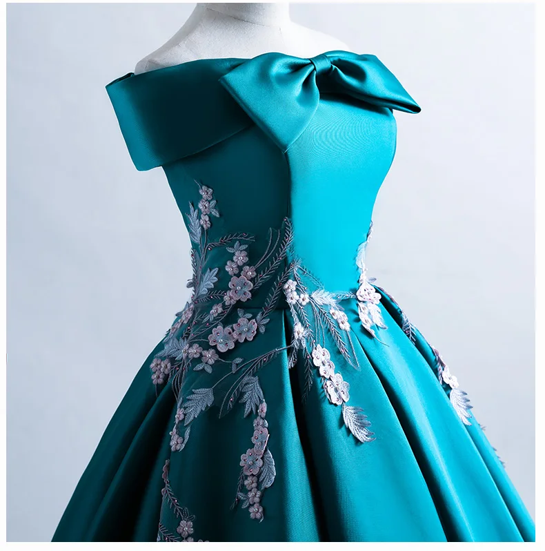 slash collar bowknot embroidery rococo ball gown long dress Medieval dress Renaissance gown royal dress Victoria dress