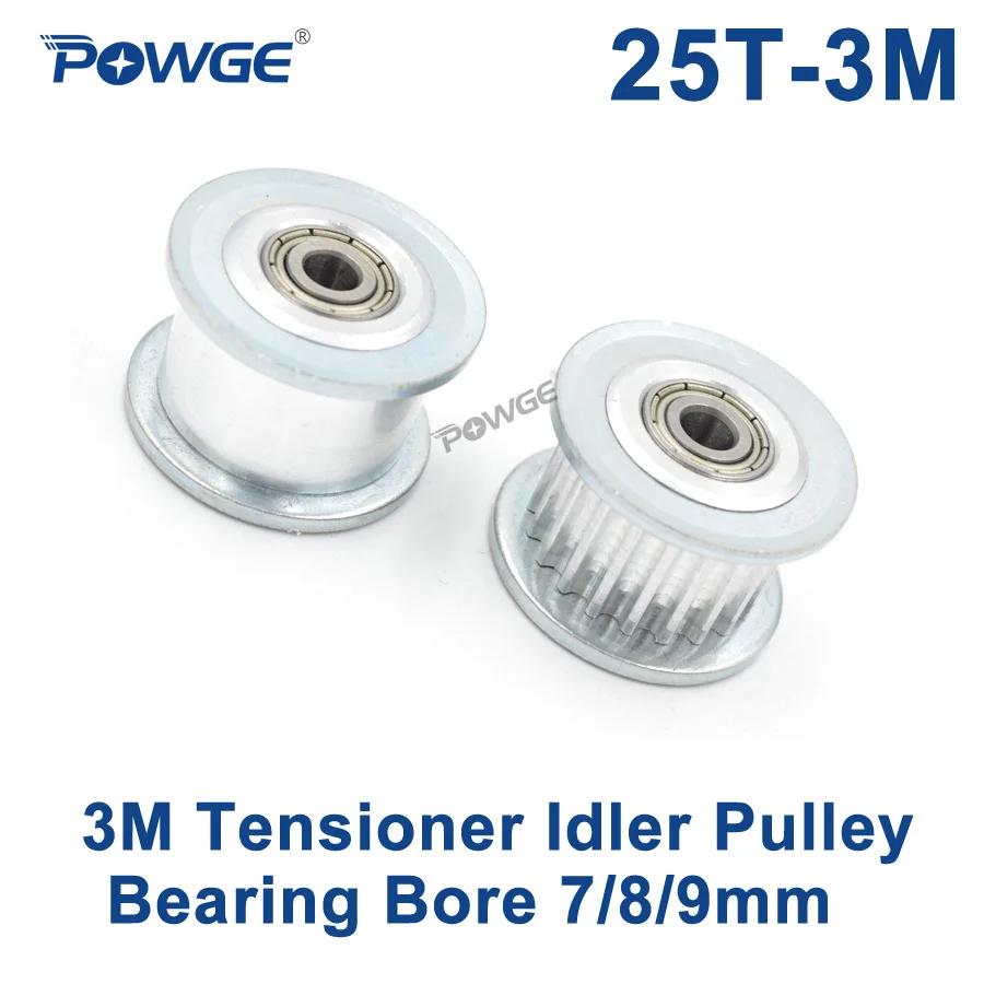 

POWGE 25 Teeth 3M Idler Pulley Tensioner Bore 7mm 8mm 9mm with Bearing Guide Regulating synchronous HTD3M pulley 25T 25teeth