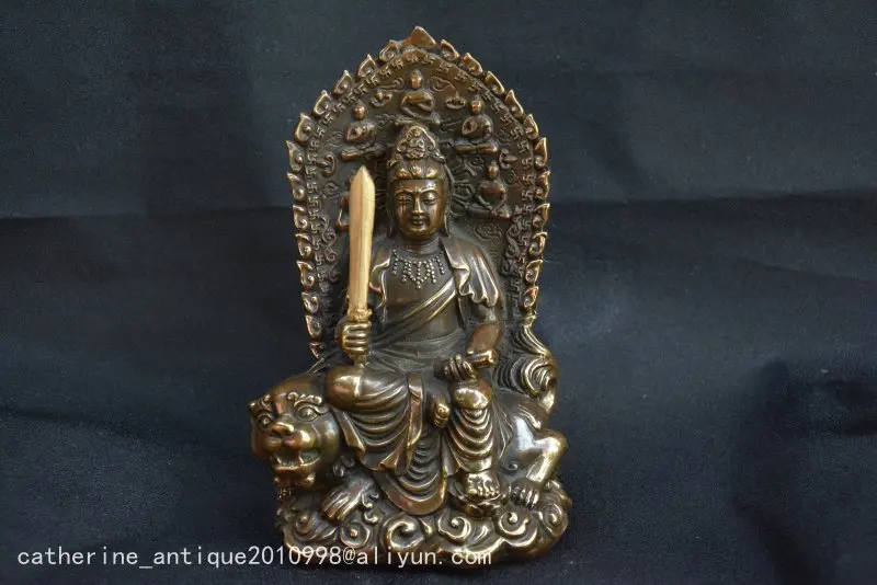 

Collectable Old Qing Dynasty copper Buddha sword statue,Handmade crafts,collection& adornment