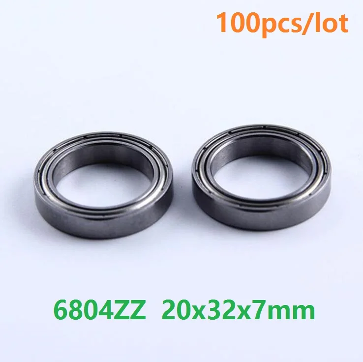 100pcs/lot 6804 ZZ 6804ZZ 20x32x7 mm ball bearing Thin Tube Deep Groove Ball Bearing 20*32*7