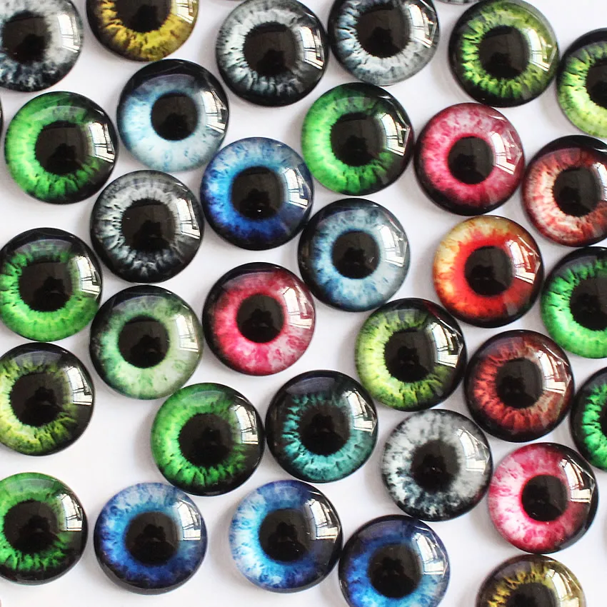 Onebeading 6mm Random Mixed Toys Dolls Eyes Round Glass Cabochons Flatback Photo For Charm Base Accessories Paired 50pcs K06139