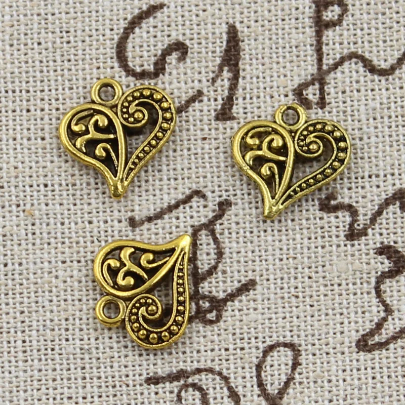 20pcs Charms Hollow Lovely Heart 15x14mm Antique Making Pendant fit,Vintage Tibetan Bronze Silver color,DIY Handmade Jewelry