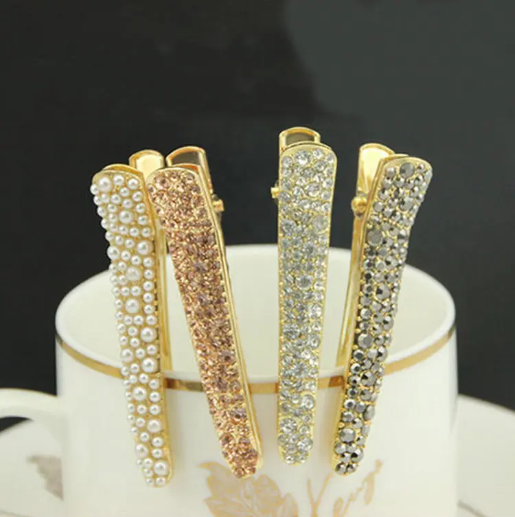 Gorąca sprzedaż 5 kolorów kryształ koreański perła eleganckie kobiety Barrettes spinki do włosów wsuwki do włosów akcesoria do włosów