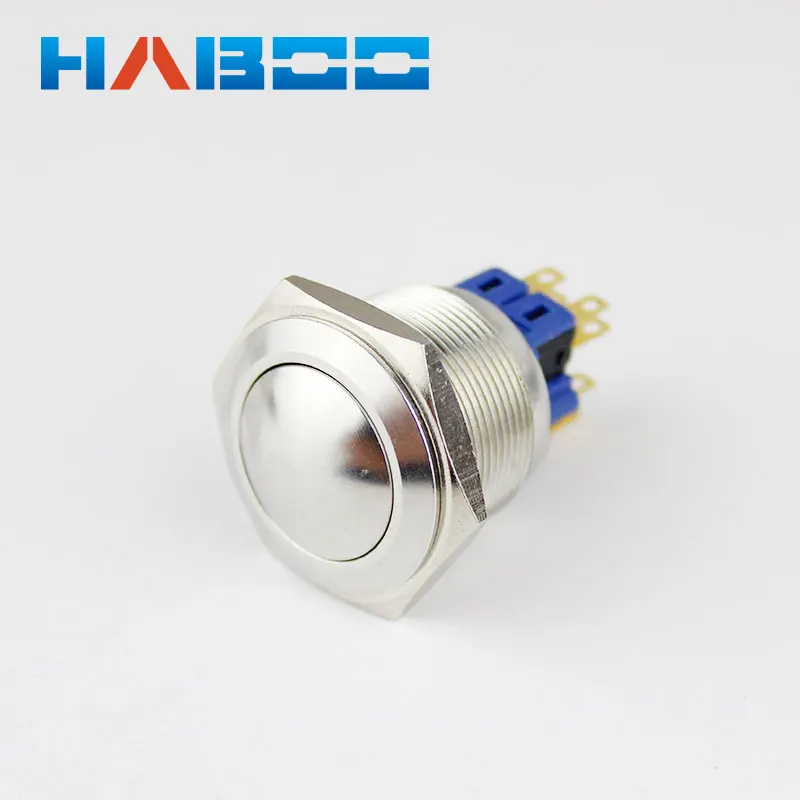 5pcs/lot factory directly reset push button switch diameter25mm metal ball head momentary  anti vandal switch 250V 3A IP67