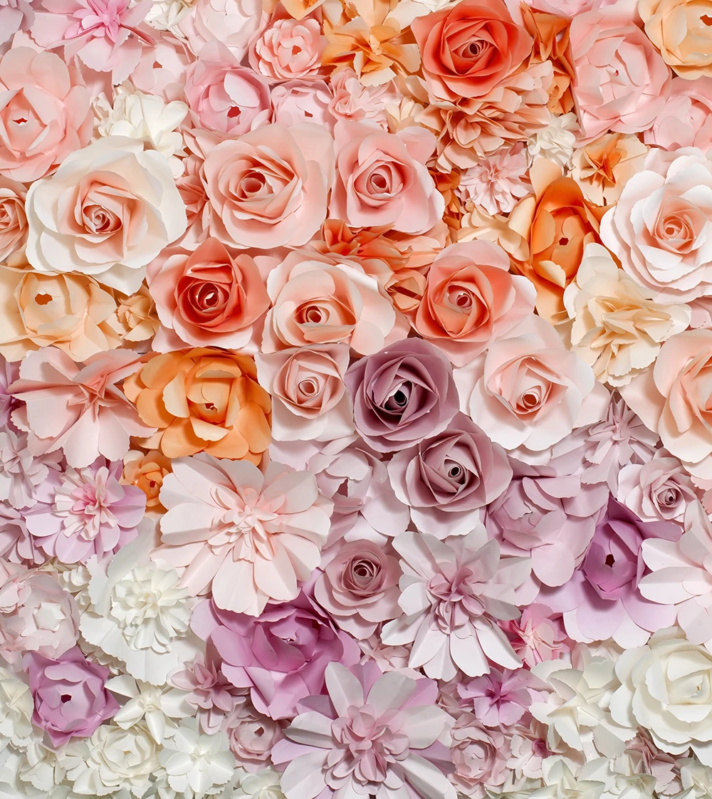 

Digital Printed Pink Coral Cream Roses Floral Backgrounds for Photo Studio 3D Flowers Wall Wedding Photography Backdrops Vinyl