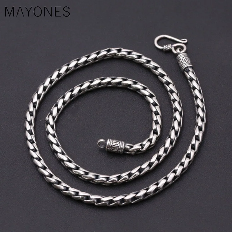 

5mm 100% 925 Sterling Silver Men Necklace Trendy Punk Style Thai Silver Link Chain Male Keel Necklace Fashion Jewelry