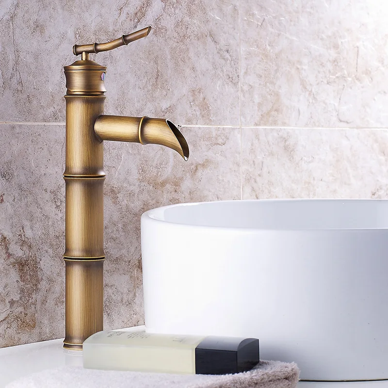 

All Copper Archaize Basin bamboo Washbasin Toilet Cold Hot Double Open Hot And Cold Water Mixer Tap Basin Faucet