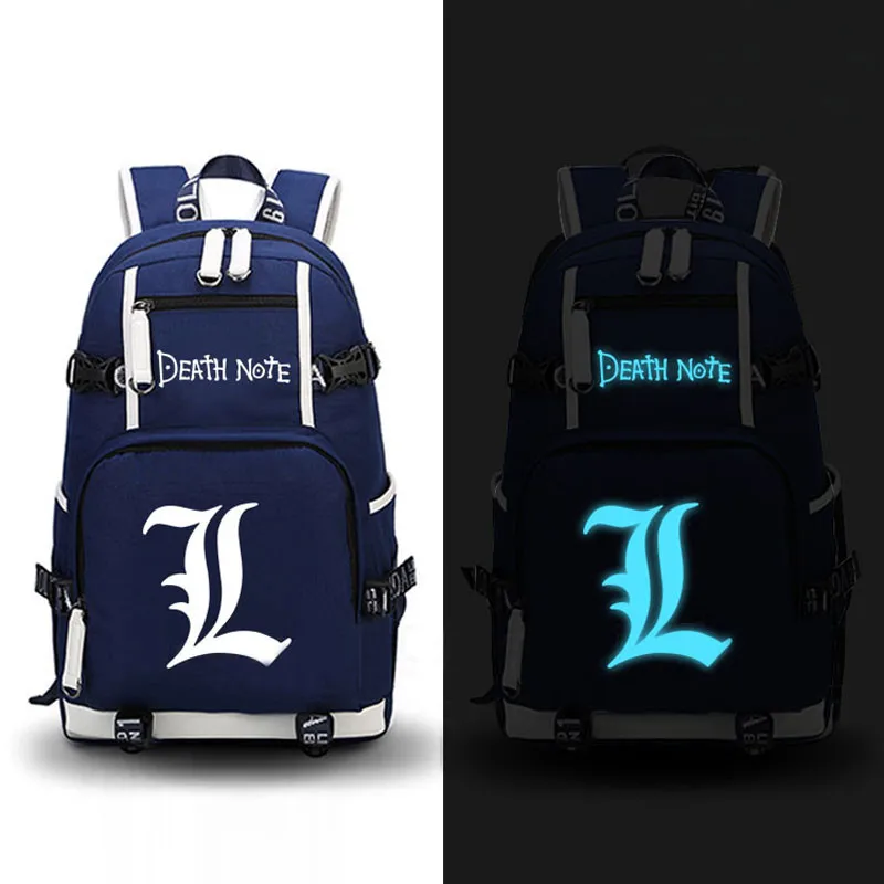 

Высококачественный Светящийся рюкзак с аниме «Death Note», школьные женские сумки из ткани Оксфорд с принтом, модные ранцы для девочек-подростков
