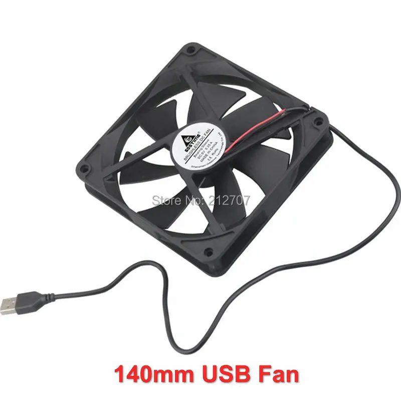 

50pcs/lot Gdstime DC 5V 140mm USB 140x140x25MM 14025 PC Computer Case Heatsink Cooler Cooling Fan 14cm