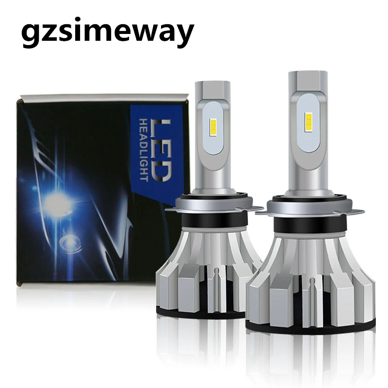 

Gzsimeway 2 шт. Автомобильные светодиодные лампы 12 В H1 H4 H7 H11 9005 фары с чипом CSP 8000LM 6000K белый Авто светодиодные фары Противотуманные фары