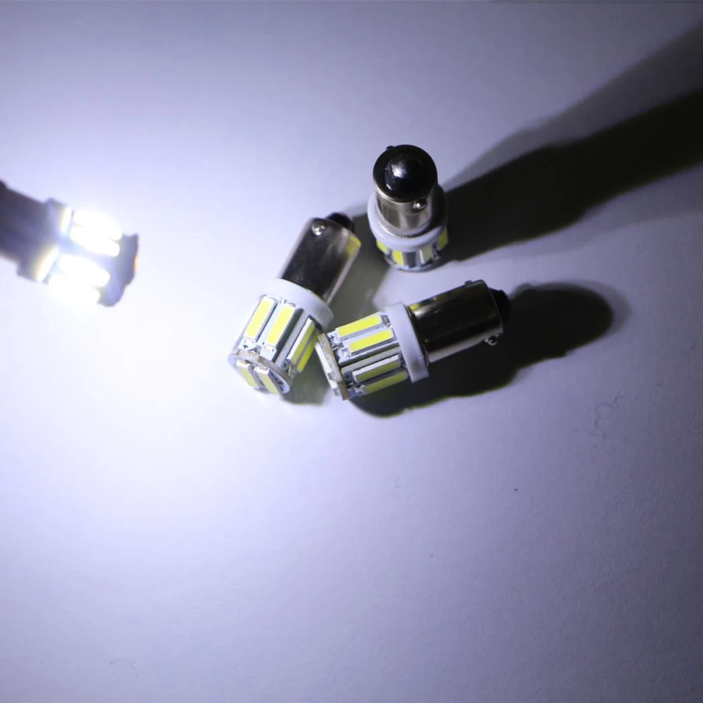 5PCS DC 12V 24V T11 BA9S 7014 10 SMD 250LM Led Bulb Door Side Map Indicator Reverse Reading Tail Light Car White Red Blue Amber