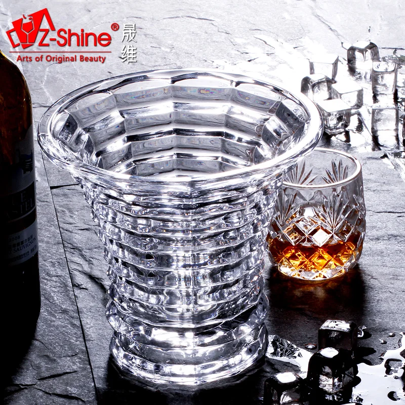 

All lead-free glass insulation bucket oblique wine bar beer drinks champagne bucket with ice bucket size