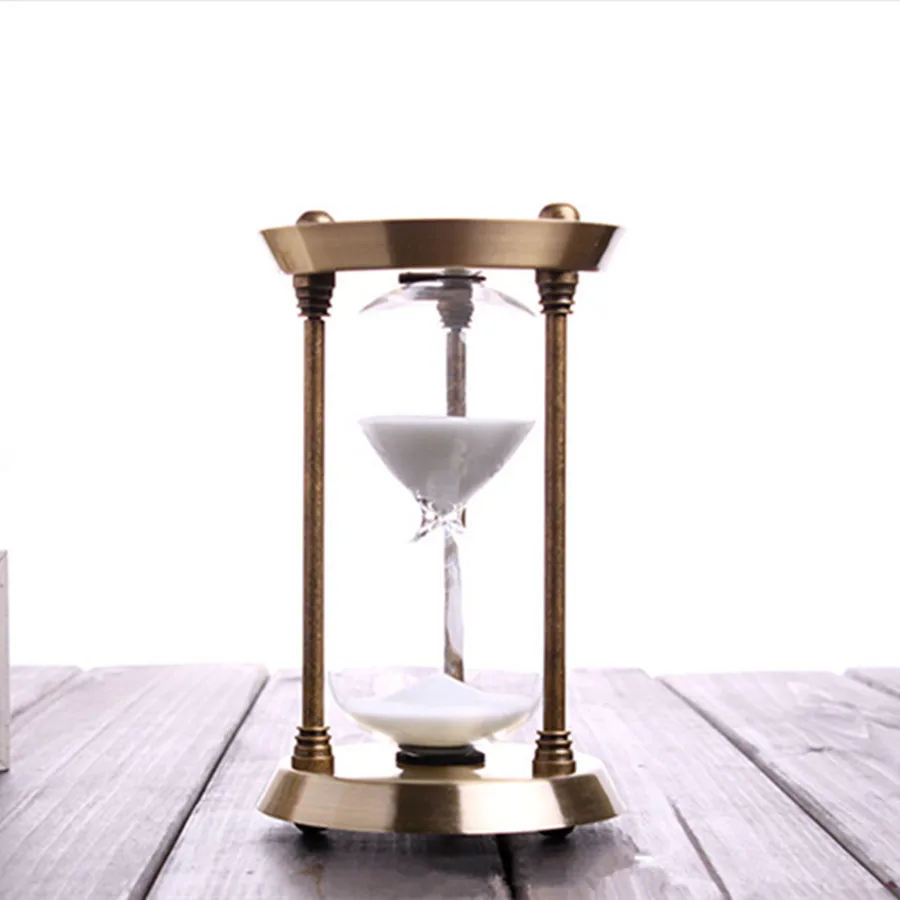 15 Minutes Hourglass Bronze Ornaments Creative Birthday Christmas Gift Sand Hourglass Clock Timer Home Decoration In Bedroom