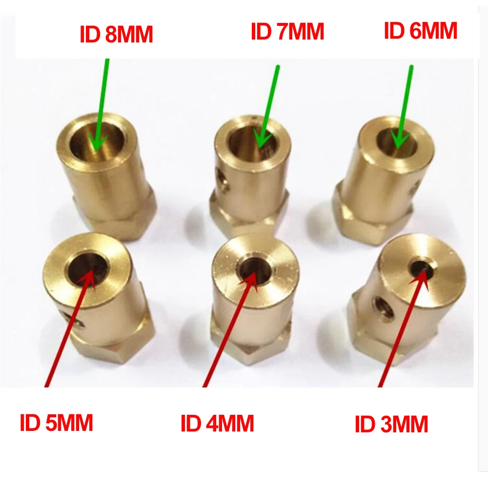 

10pcs/lot 3mm 4mm 5mm 6mm 7mm 8mm Shaft Motor Flexible Coupling Tyre Wheel Brass Hex Coupler Set&wrench