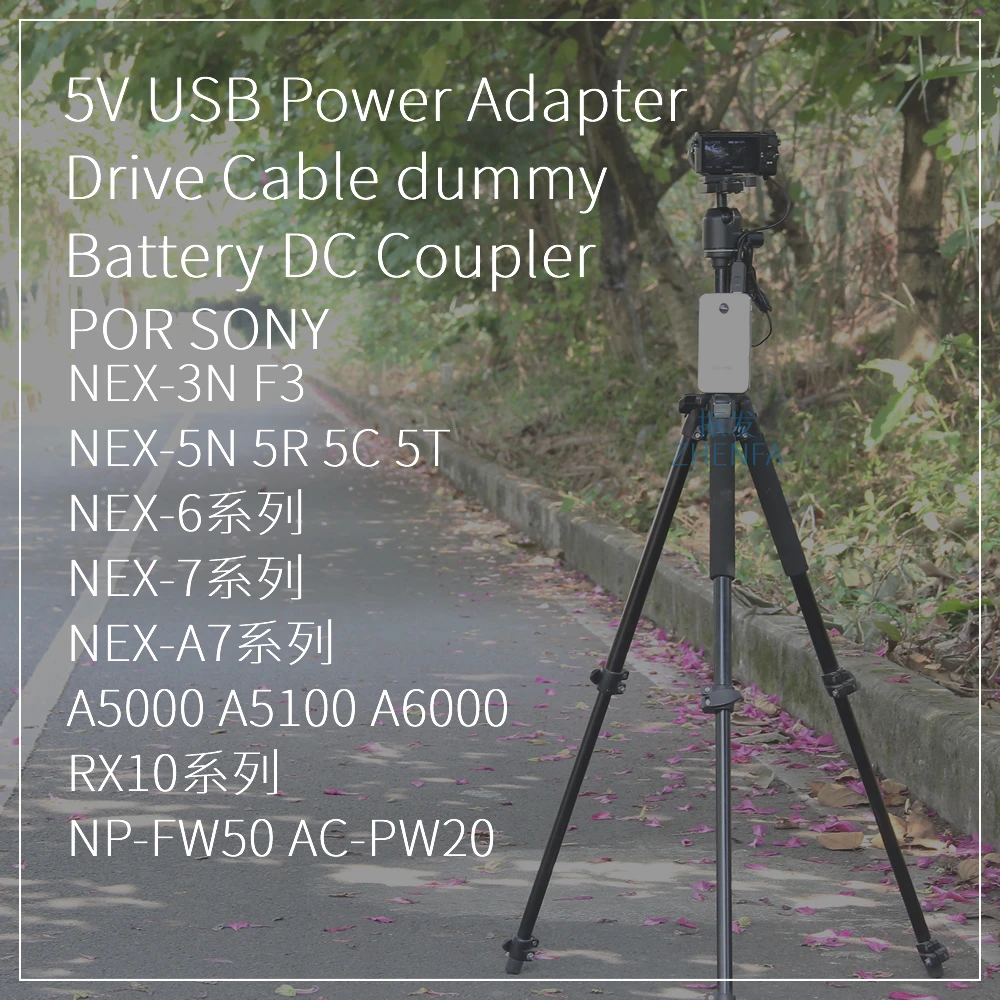 USB NP-FW50 Dummy Battery AC-PW20 DC Coupler Power Adapter for Sony Alpha a7 a7S a7II a7R A6400 A6000 A6500 A6100 A6300 ZV-E10