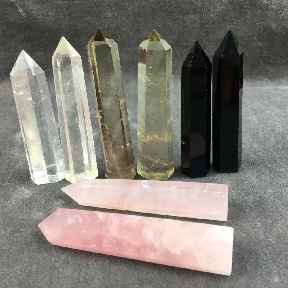 Natural rose quartz Single wand point healing obsidian obelisk crystal stone home decor gamestone