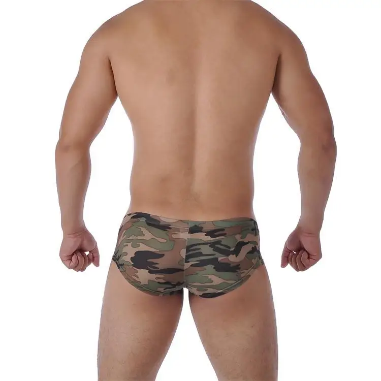 Sexy Underwear Men Briefs Shorts Cueca Brand Camouflage Thin U Convex Pouch Low Waist Underpants calzoncillos Marca M-XL