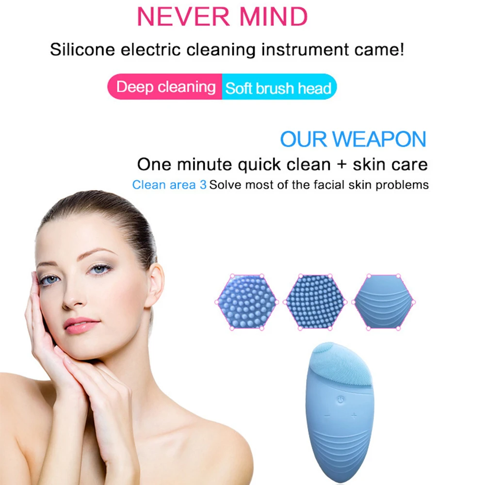 실리콘 소형 전기 실리콘 브러시 소닉 스크러버 진동 페이셜 클렌징 스킨 주걱 뷰티 기기 깨끗한 모공/exfo