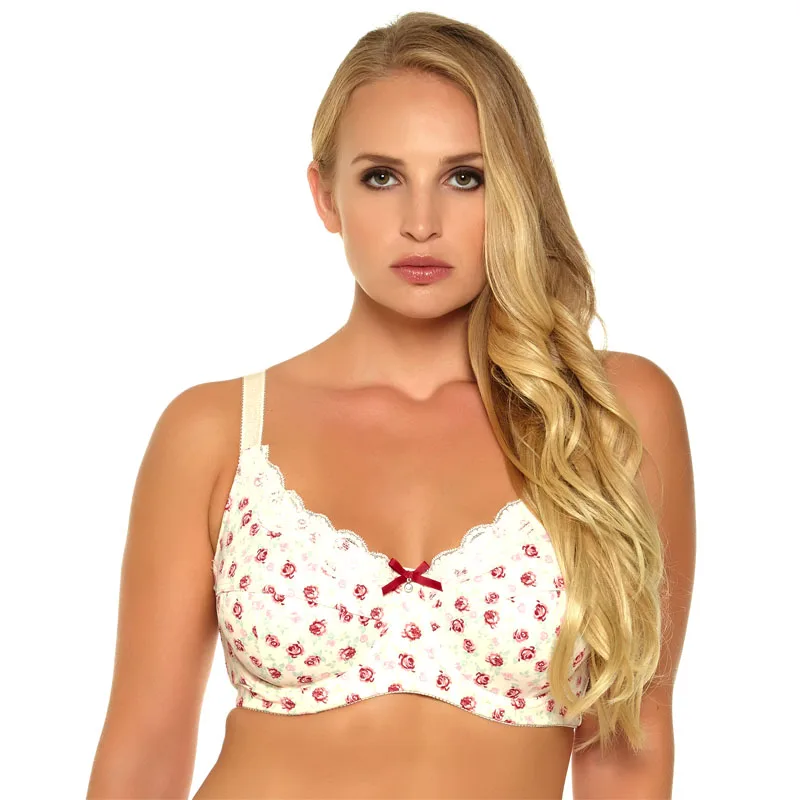 Tamanho grande renda mais sutiã feminino 6 cores impressão floral não-acolchoado sem forro copo completo sexy lingerie feminina CDEFG34-46