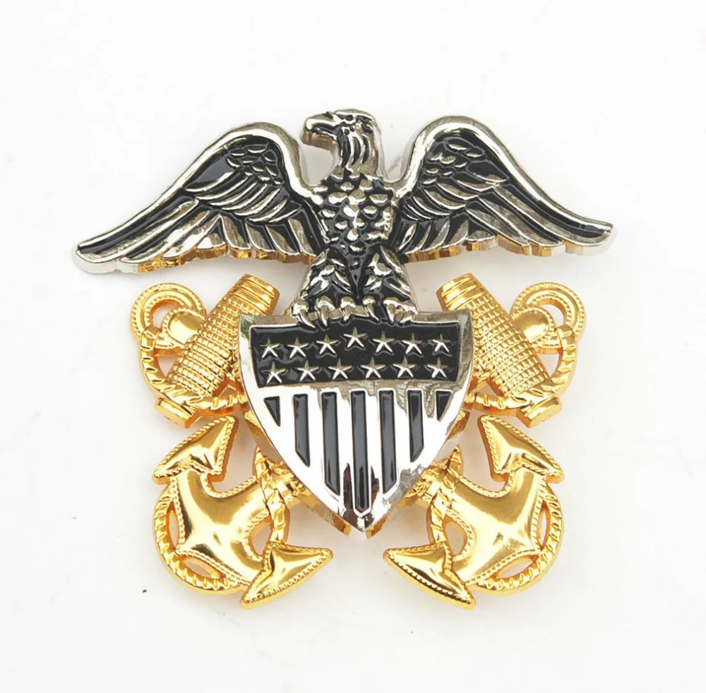 

WW2 US United States Navy Officers Large Hat Metal Badge Pin Insignia - US118