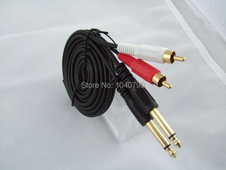 Double 6.5/6.3 turn double lotus double 6.35 turn 2 rca cable lines to the audio signal amplifier Signal lines 1.5M 4.8ft