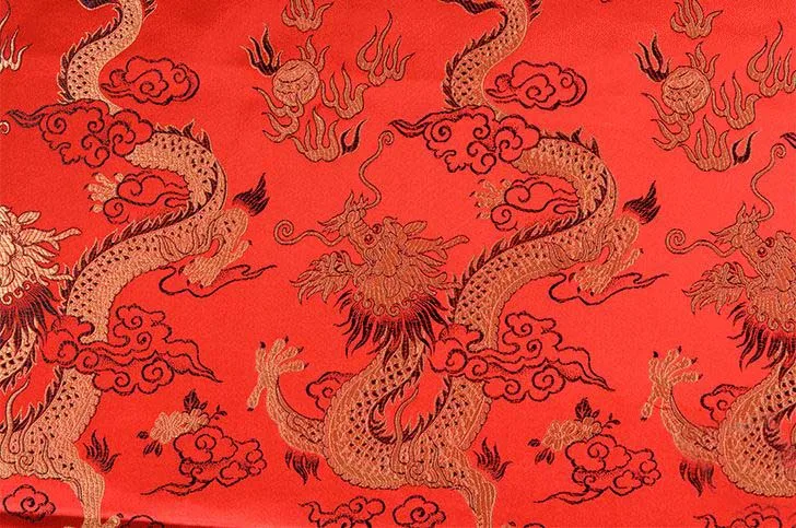 Red Dragon Metallic Jacquard Brocade Fabric,3D jacquard yarn dyed fabric for clothing,bedding,bag,curtain