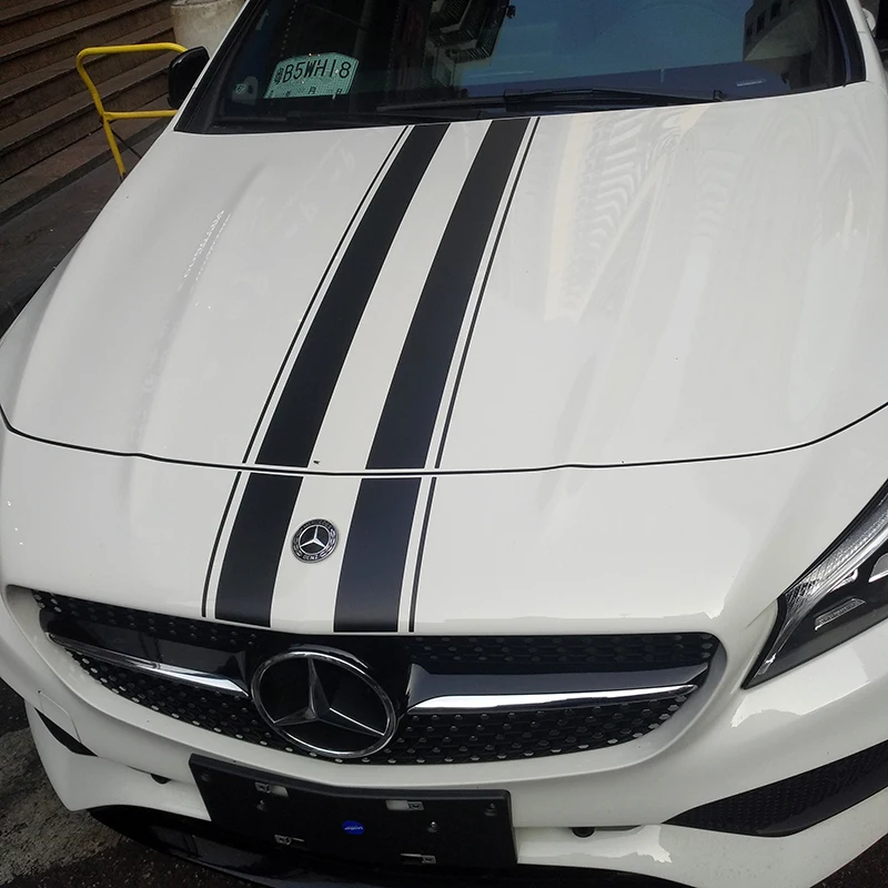 

Fashion sportive parallel lines design car hood +tail decor stickers and decals,cool car styling modified sticker for mercedes