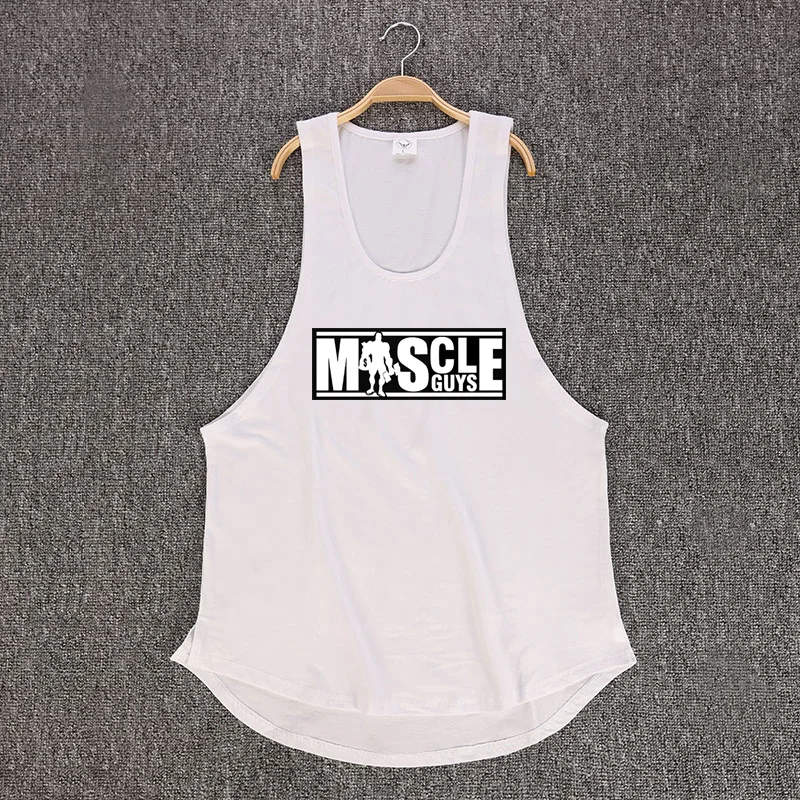 Muscleguys Brand Bodybuilding Sleeveless Shirt Mens Gyms Tank Top Low Cut Vest Sexy Muscle Fitness Stringer sportwear Undershirt