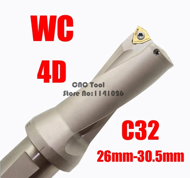 WC C32 4D SD 26 27 28 29 30 U Drilling Shallow Hole Indexable Insert Drills Bit Tools CNC Lathe Metal Drilling Cutter for WC05