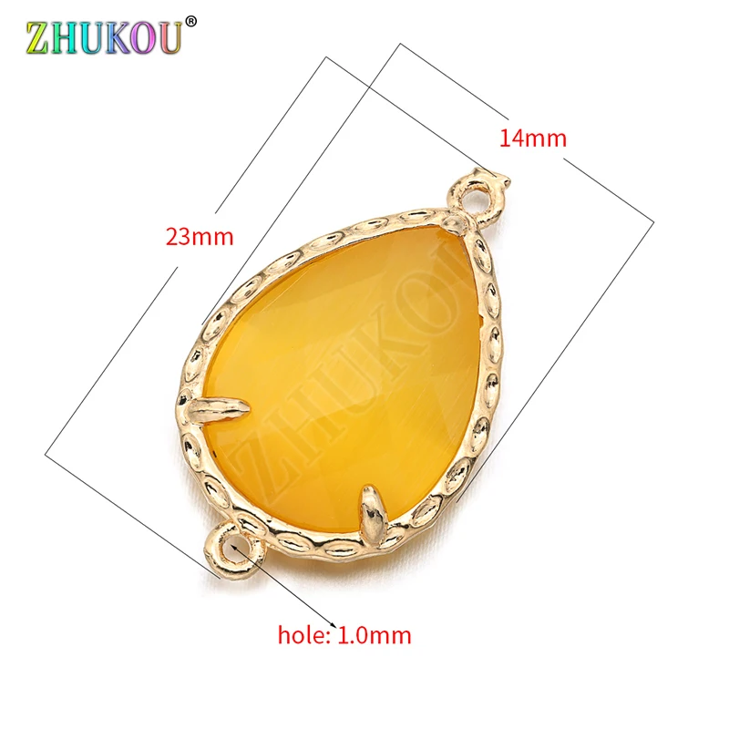 14*23 Mm Đồng Thau Cao Cấp Đính Đá Cubic Zirconia Nước-Giọt Hình Kết Nối Tự Làm Trang Sức Phát Hiện Làm, khoét Lỗ: 1.0 Mm Model: VS298