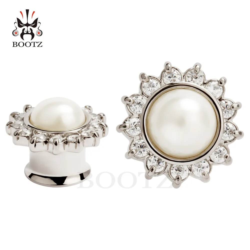 KUBOOZ 2PCS Ear Piercing Stretcher Tunnel Fashion Crystal Stainless Steel Plug Gauges Body Jewelry Expander Earring Gift Unisex