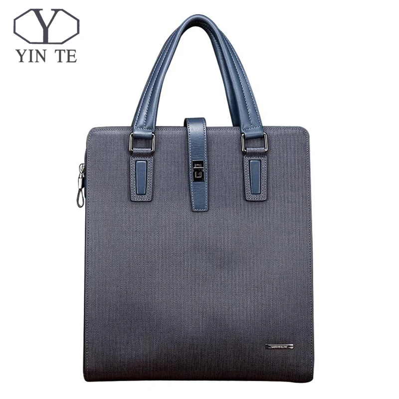 

YINTE Men's Handbag Leather Bag Fashion Young Business Briefcase Blue Color Men Business/Meeting/Lawyer Messenger Totes T8387-3