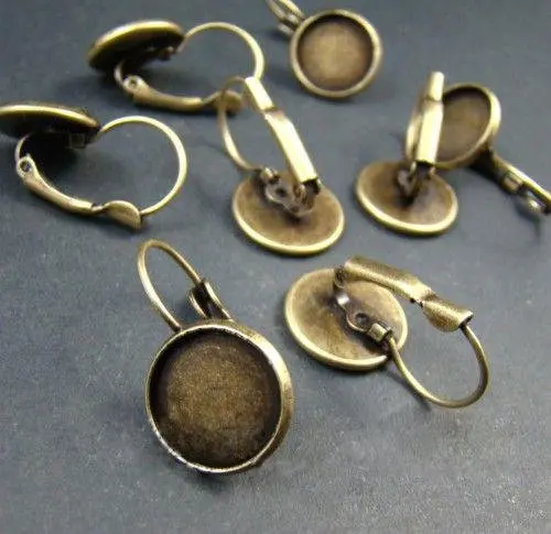 

Free shipping!!! DIY jewelry-French Lever back earring base bronze color 14mm pad earring findings EFH0003