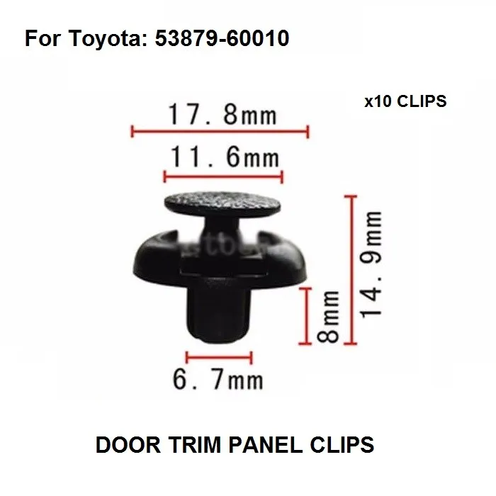 x10pcs OEM Nylon For Toyota Fender Liner Push Type Rivet Retainer Clip 7mm hole 53879-60010 Direct push expansion buckle New