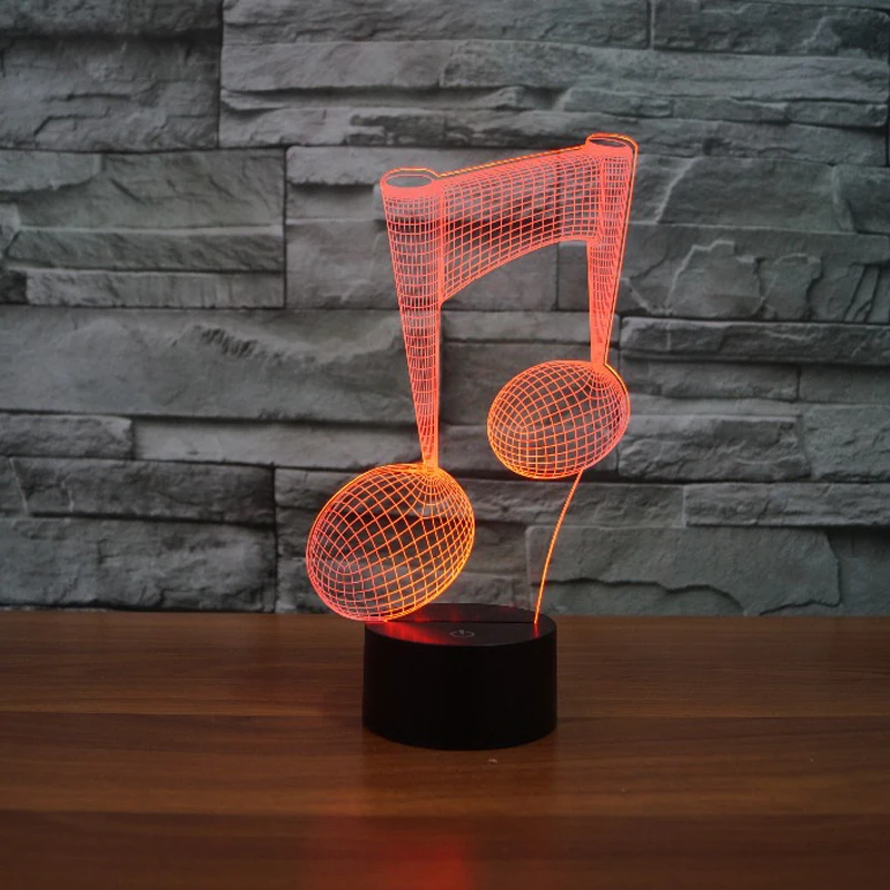 7 Colors Changeable 3D USB LED Lamp Novelty Design Music Note Home Decor Touch Switch Nightlight For Music Lovers Holiday Gift