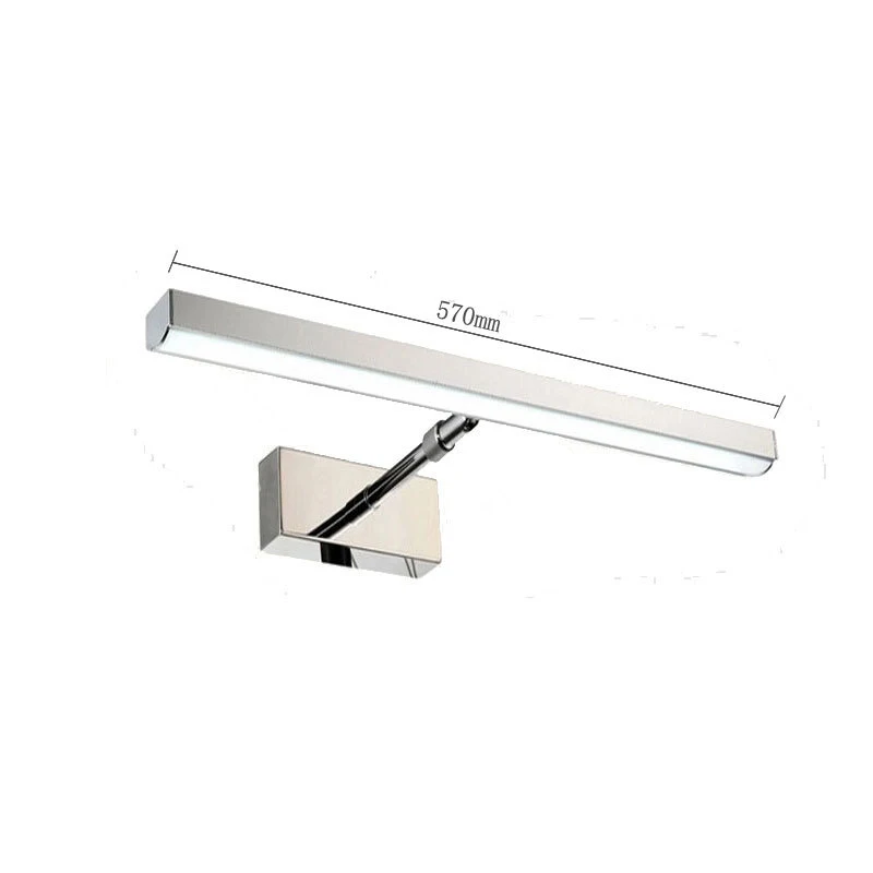 Lampe frontale télescopique à LED avec rotation de 180 °, éclairage mural étanche et antibuée, idéal pour une salle de bain ou une salle de bain, argent AC110-240V